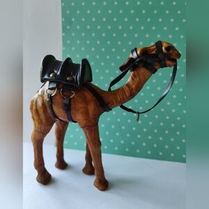 Vintage Brown Leather Camel Figurine